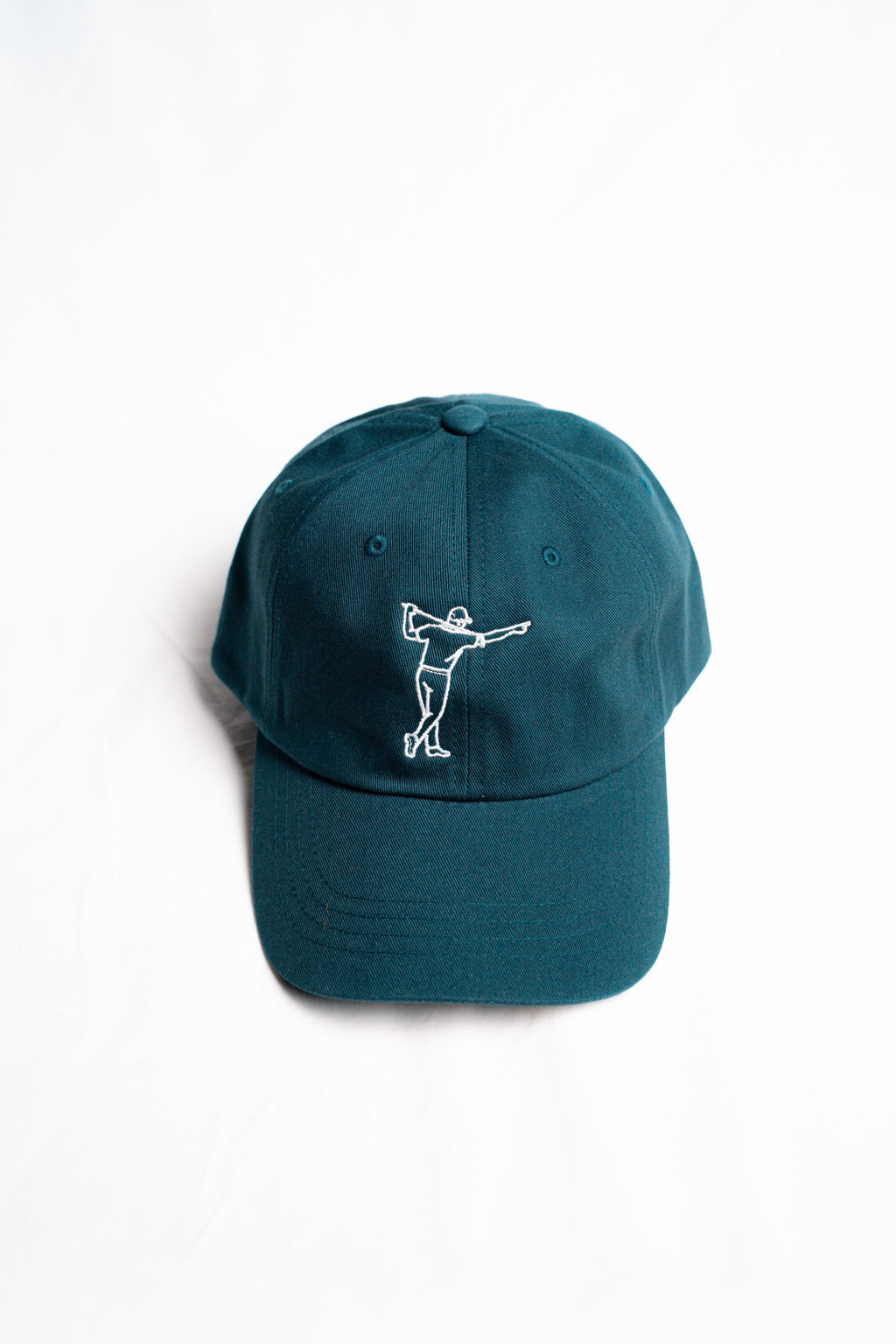 FOA navy golf cap, front view showing the embroidered golfer.
