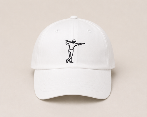 Vit golfkeps från FOA Golf med broderad golfare framtill