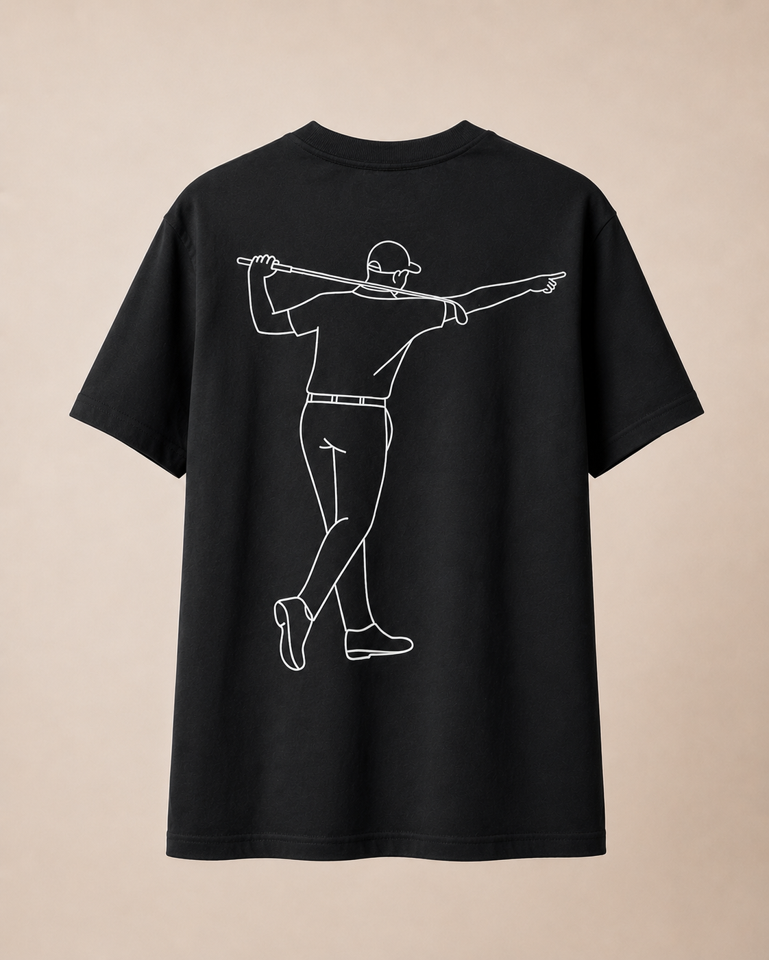 Svart golf T-shirt från FOA Golf med stor FOA-golfare på ryggen