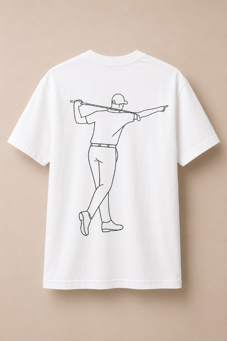Vit golf T-shirt från FOA Golf med stor FOA-golfare på ryggen